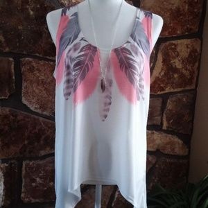 NWOT feather print top - M
